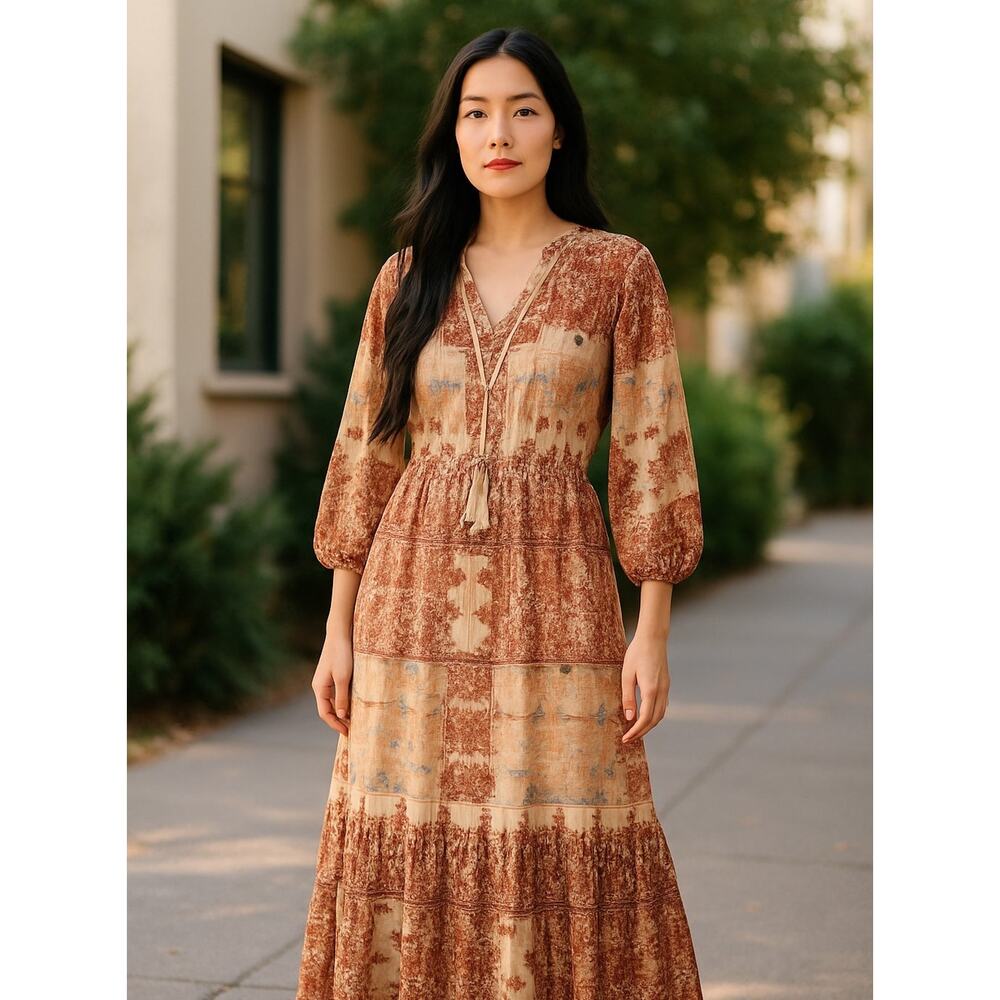 Mossimo Supply Co. Brown and Tan Boho Maxi Dress